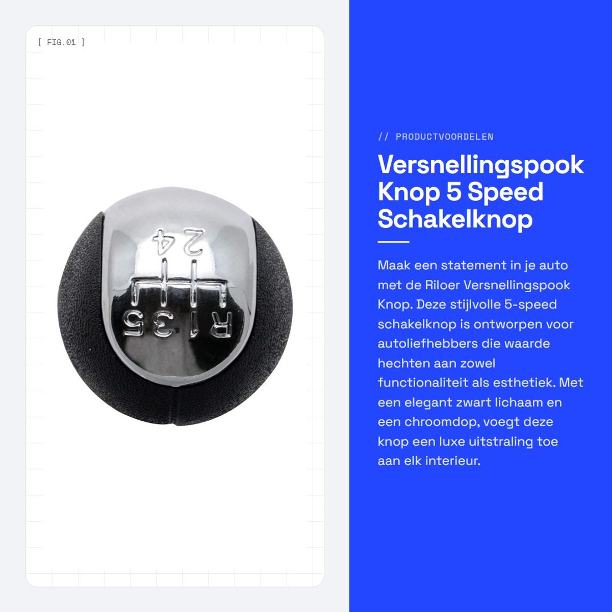 Dailygoods- Versnellingspook Knop 5-Snelheid - Pookknop - Universeel - PVC - Zwart/Chroom - Eenvoudig te Installeren - Schakelknop