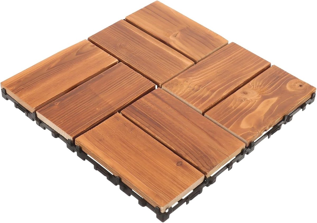 Terrastegels Hout - Vlondertegels Balkon - Buitenruimte Verfraaien - Eenvoudige Montage - 1 vierkante meter - Kleur 3