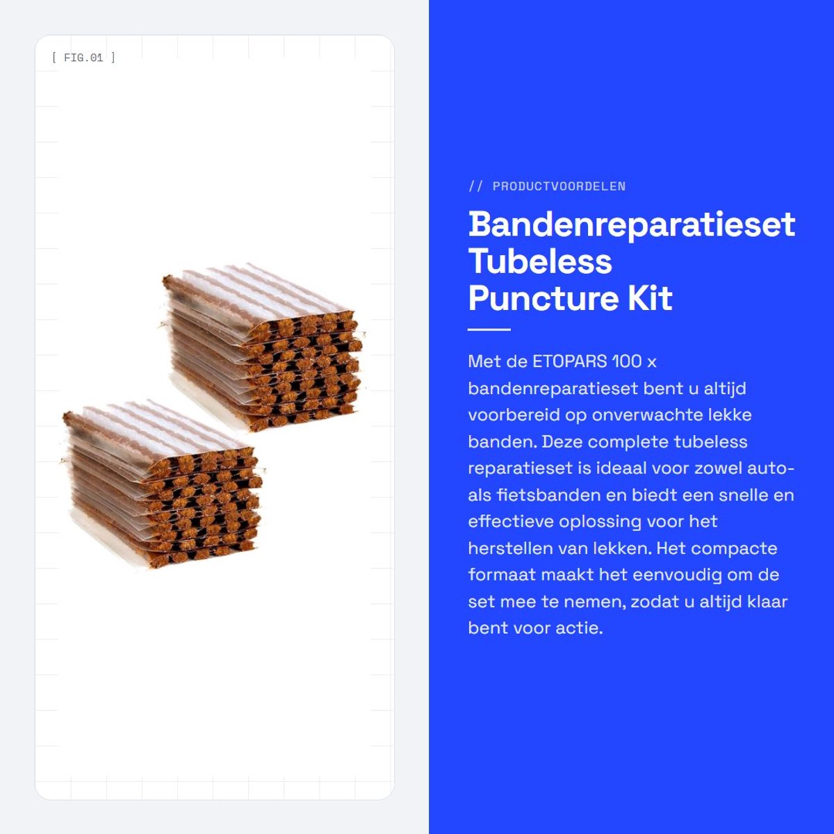 Dailygoods- Bandenreparatieset 100-delig - Proppenset - Tubeless Reparatie - Rubber Gereedschap - Geschikt voor Auto/Fiets - Inclusief Speciale Tools - Bandenplakset
