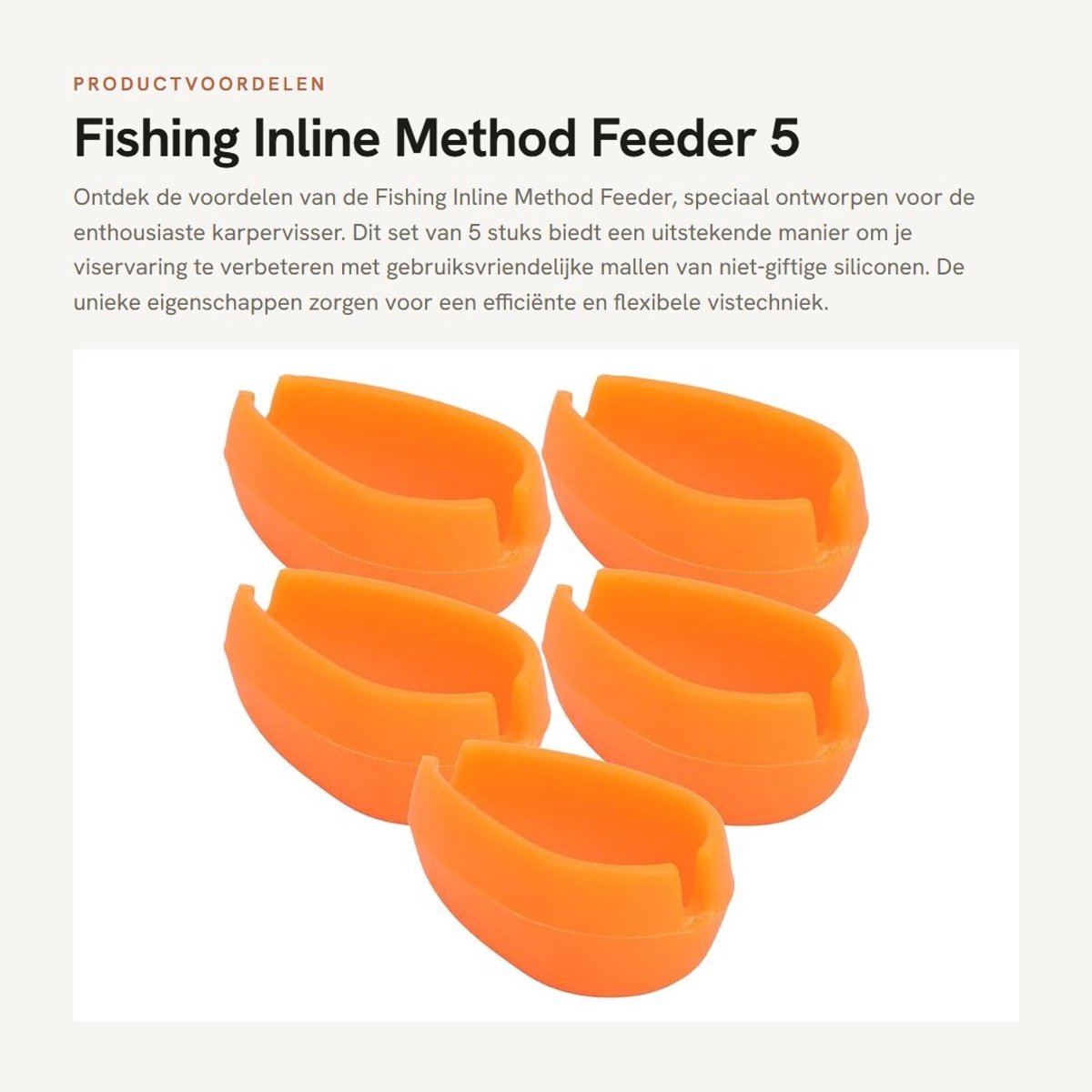 Dailygoods- Inline Feeder 5 Stuks - Siliconen Voederhuis - Flexibel en Duurzaam - Compact 6,3x4,3x2,8 cm - Geschikt voor Karpervissen - Eenvoudig in Gebruik - Voeder