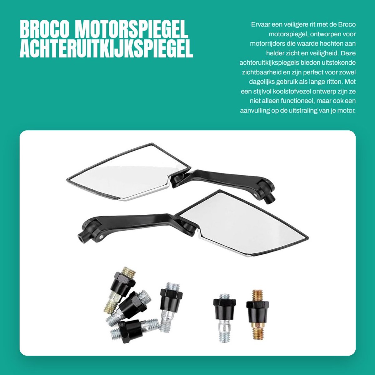 Dailygoods- Motorspiegel Hoogwaardig ABS/Aluminium - 2 Stuks - Verstelbare Kijkhoek - Duurzaam - Luxe Koolstofvezel - Geschikt voor Motorfietsen - Achteruitkijkspiegel