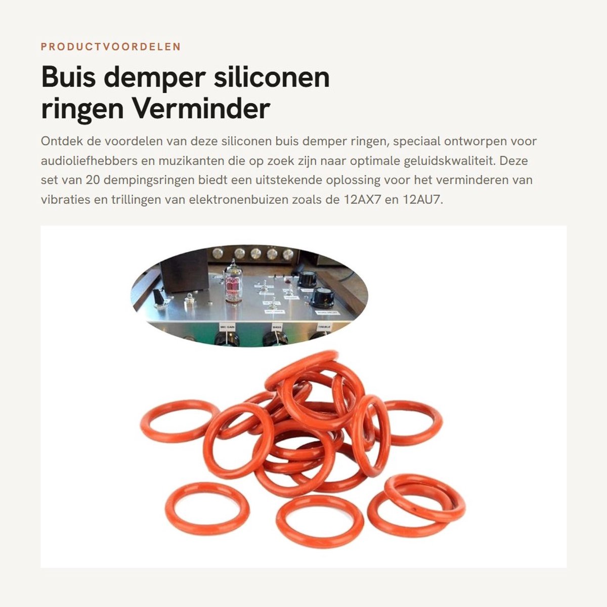 Dailygoods - Buis demper siliconen ringen - Verminder trillingen - Set van 20 stuks - Geschikt voor 12AX7 en 12AU7 - Hoge temperatuur weerstand - Mili...