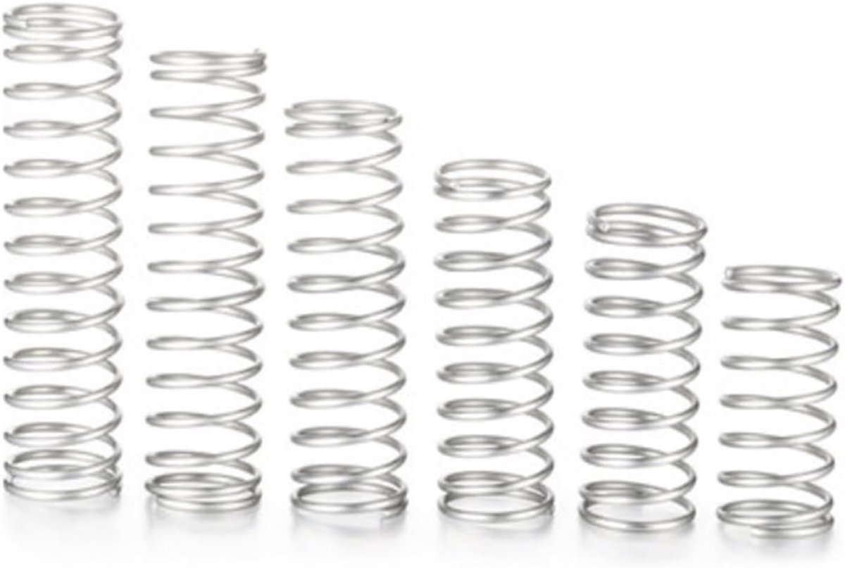 Kleine Drukveren - Mini Compressieveren - Precisie Toepassingen - Roestvrij Staal - 0.2mm x 2-4mm - Zilver