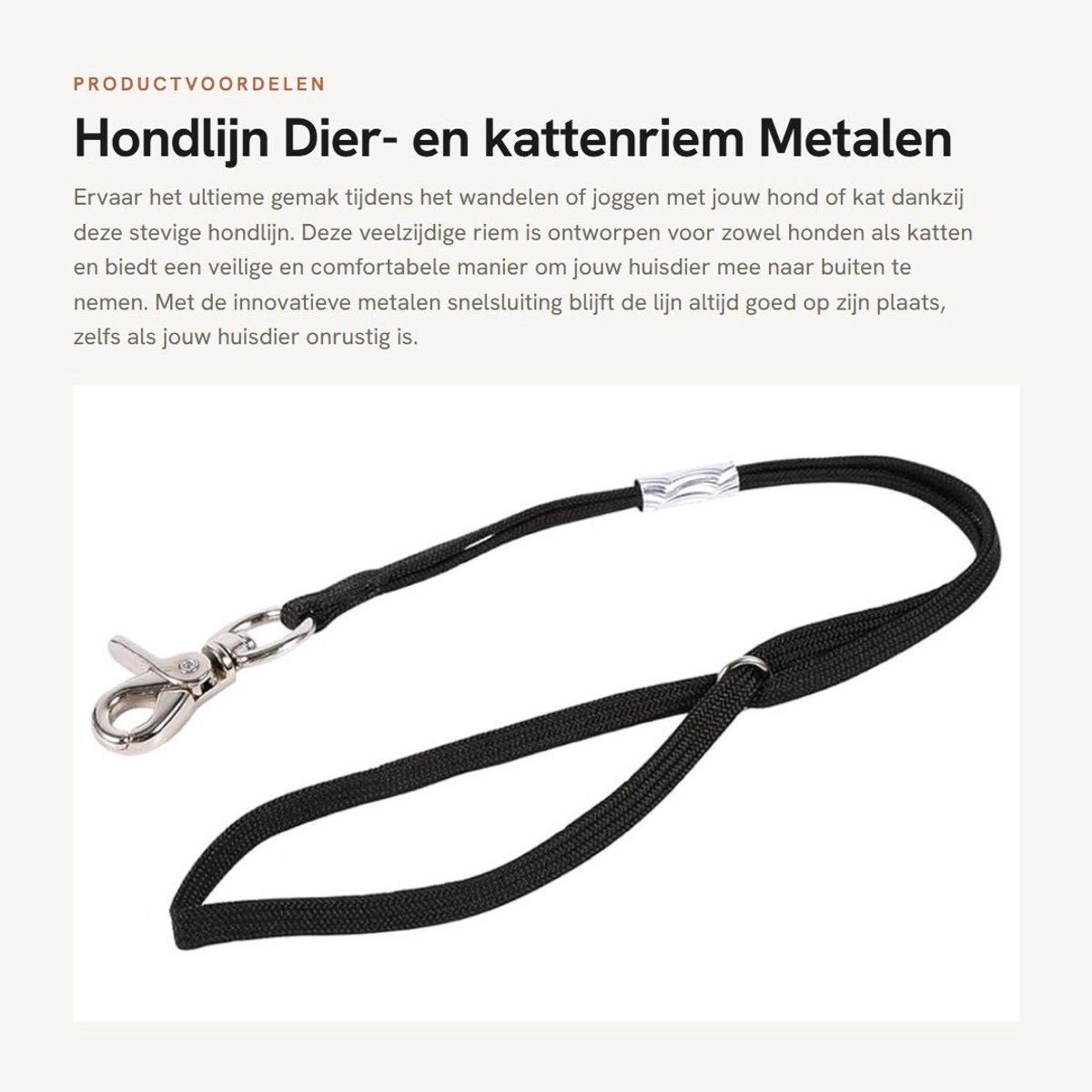 Dailygoods- Hondlijn Metalen Glijbaan - Draagband - Snelsluiting - Voor Wandelen/Jogging - Veiligheidsriem - Duurzaam Polypropyleen - Hondentuig