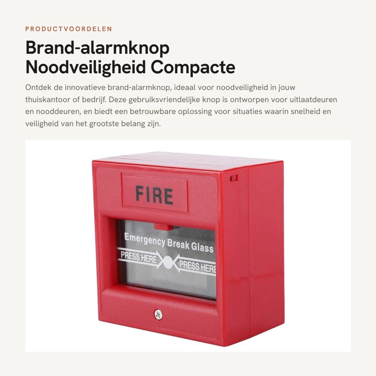 Dailygoods- Alarmknop Noodveiligheid - Noodknop voor Senioren - Alarmknop voor Ouderen - Ontgrendelingsknop - Vlamvertragend Materiaal - Afmetingen 8,6 x 8,6 x 5 cm
