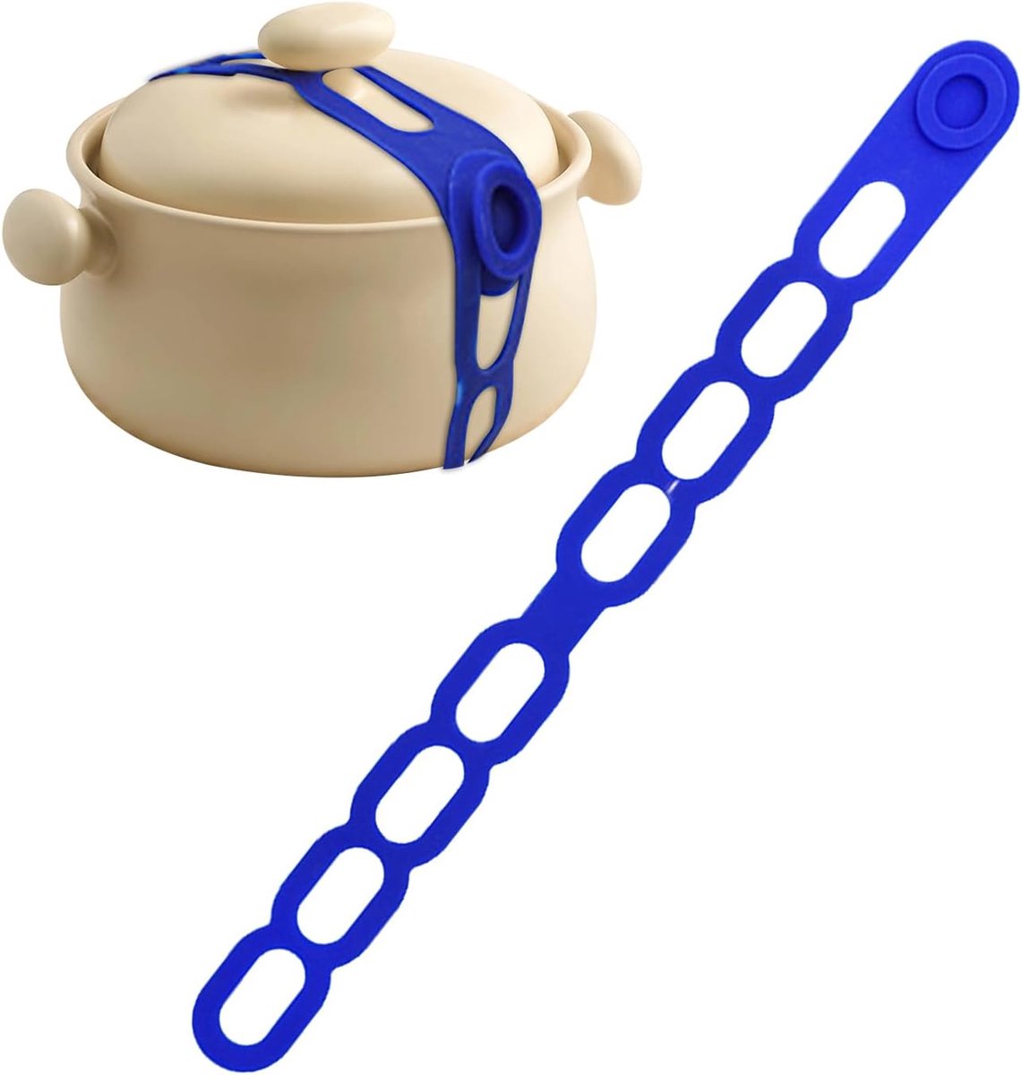 Siliconen band - Deksel sluiting - Opslag levensmiddelen - Verstelbare spanning - 54.5 cm - Blauw
