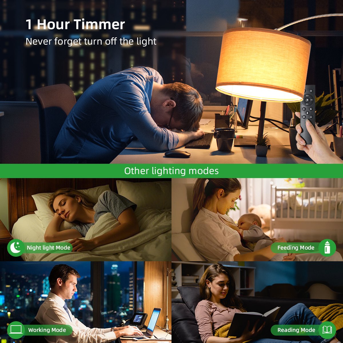 ANTENLICHT Moderne Vloerlamp Chroom - Staande Lamp Met Bruin Kap - 1 lichts 9W 3000K-6000K 860LM - H 165 -180cm - Naturel - Woonkamer - Slaapkamer - Met Afstandsbediening & Voetschakelaar thumbnail 8