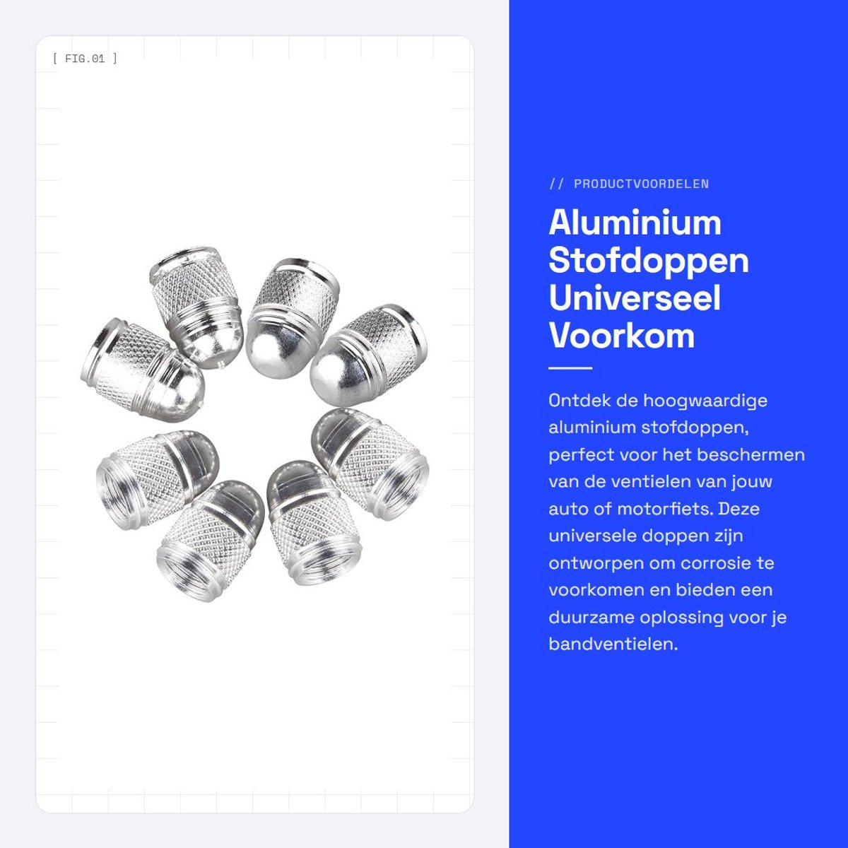 Dailygoods- Ventieldoppen Aluminium - 8 Stuks - Geschikt voor Schrader-ventielen - Voorkomt Corrosie - Hoogwaardige Kwaliteit - Duurzaam - Banddoppen