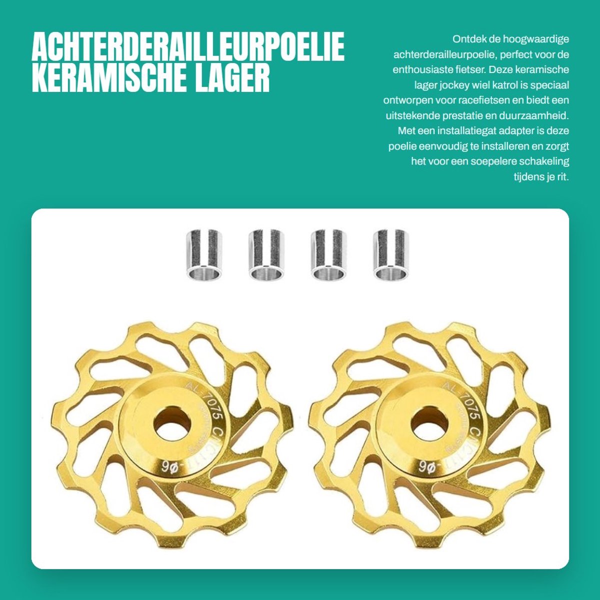 Dailygoods - Achterderailleurpoelie - Keramische lager - Duurzaam en lichtgewicht - 8 x 8 x 5 cm - Jockey wiel - Geschikt voor racefiets - 1 paar