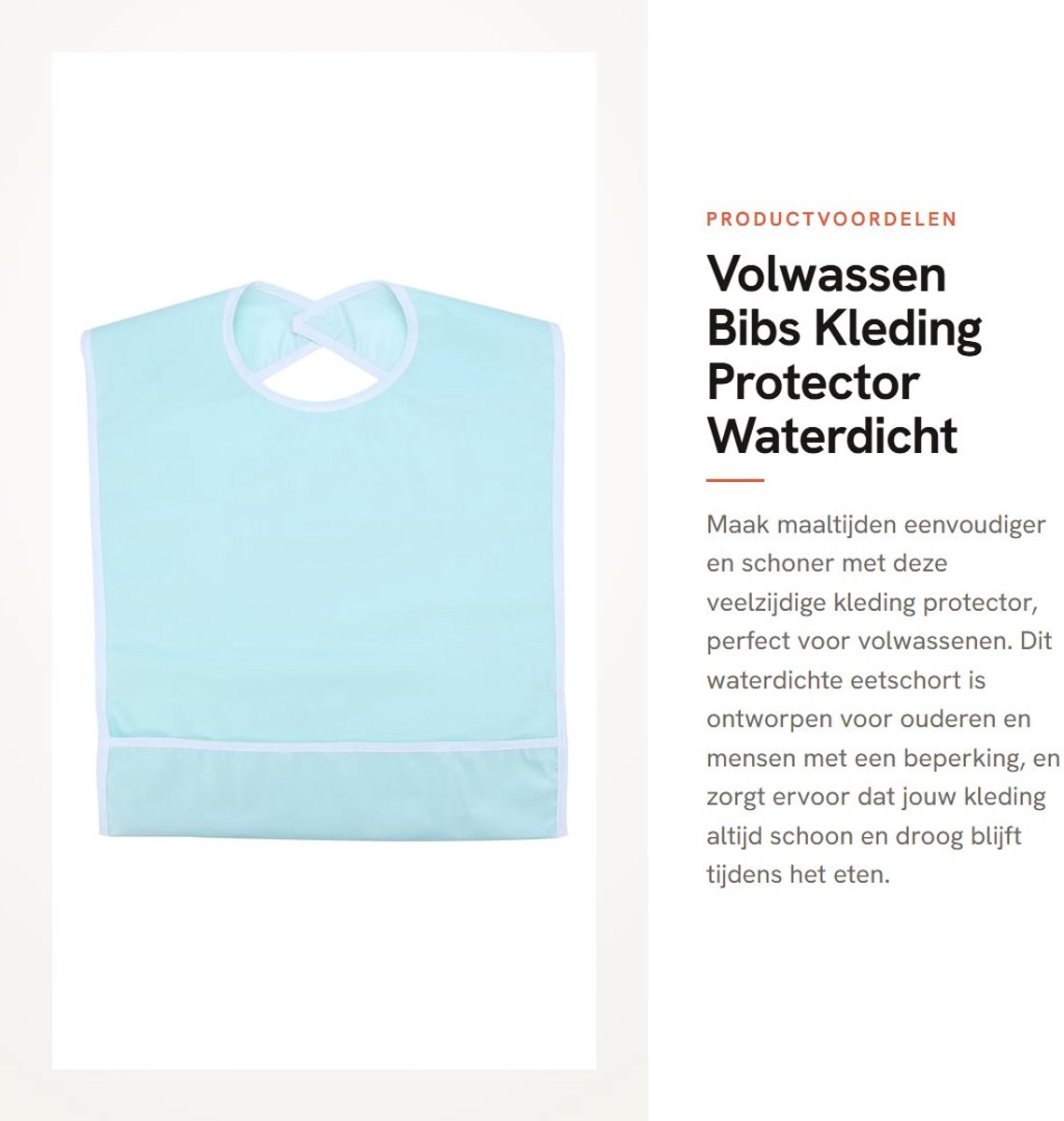 Dailygoods- Kleding Protector Waterdicht - Slabbetje voor Volwassenen - Eetkleding - Antibacterieel - Lichtgewicht - 19,69 x 31,50 Inch