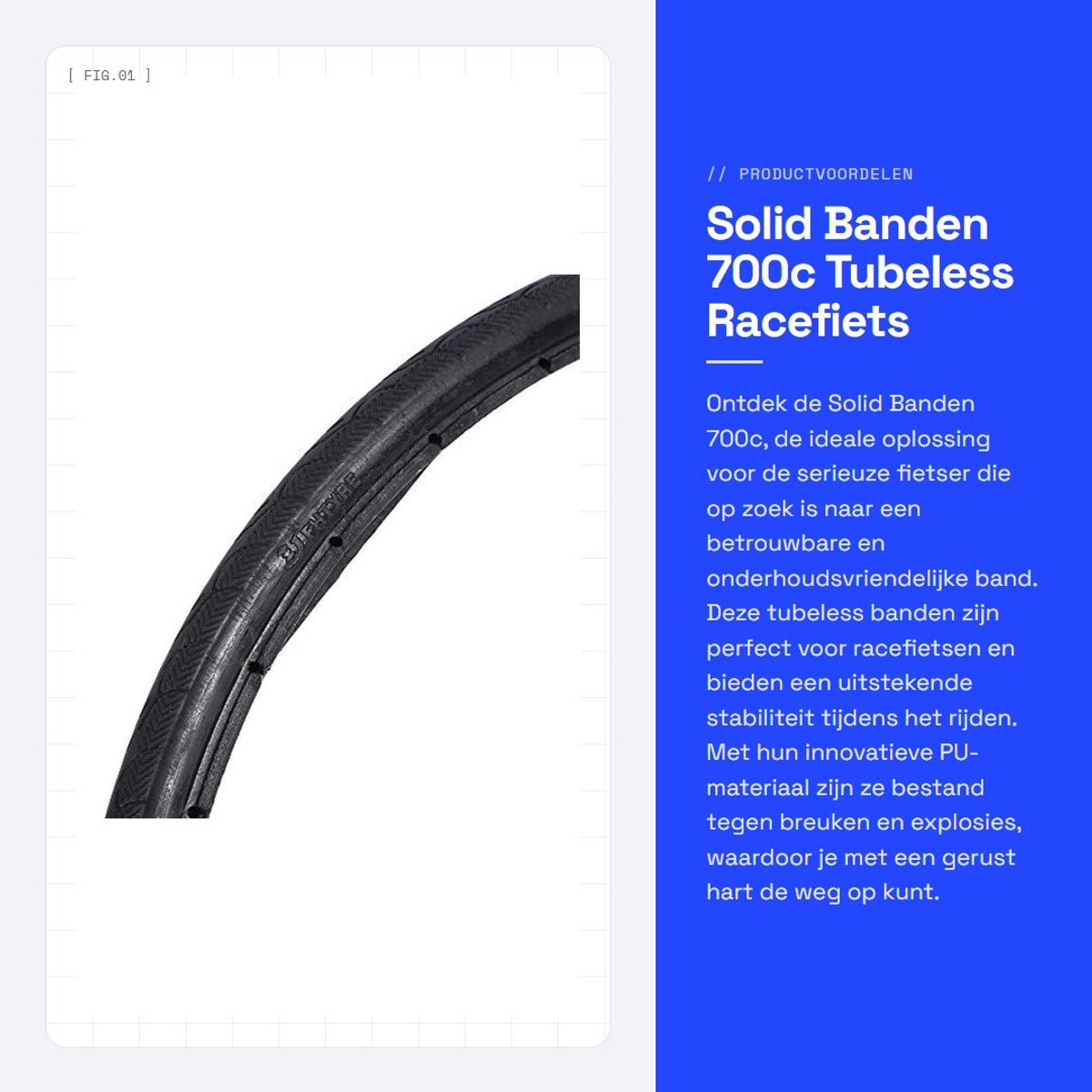Dailygoods- Banden 700c - Solid Banden - PU-materiaal - Antibrekend - Antislip - Duurzaam - Sterke stabiliteit - Fietsband