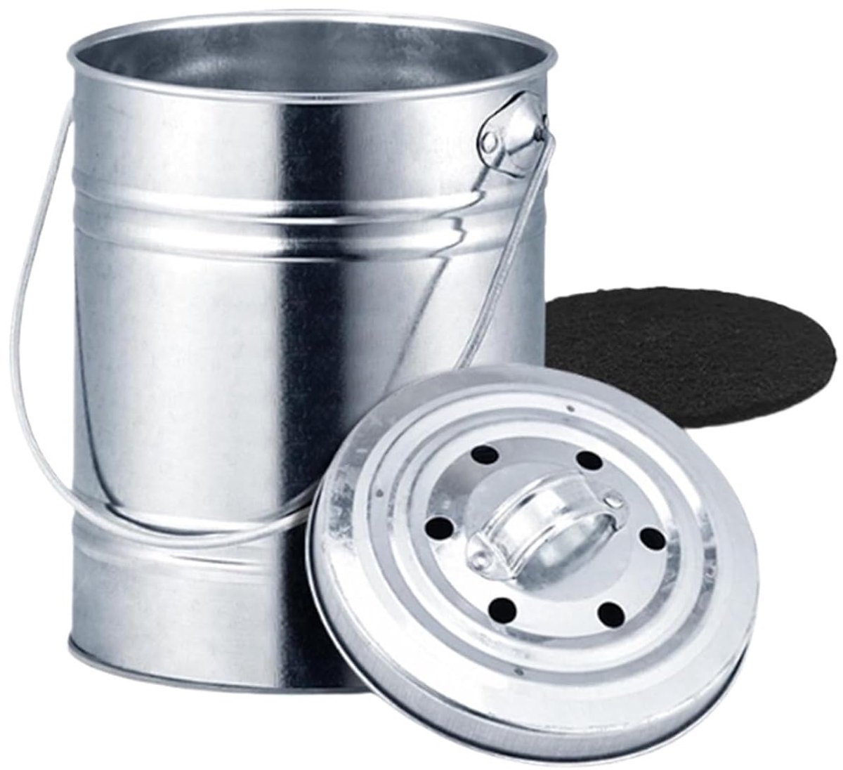Tuinafvalemmer Compostbak - Afvalbak Tuin - Organisch Afval - Met Verzegeld Deksel - 3 Liter - Metaal