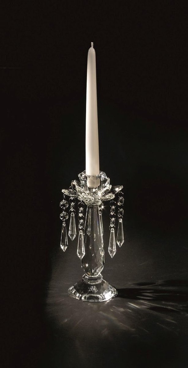 Kristallen Kandelaar - Hanger Kaarshouder - Sfeer Creëren - Glanzend Glasoppervlak - 22 cm Hoog - Transparant