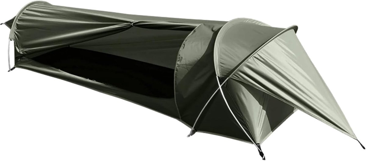 Eenpersoonstent - Kampeertent Lichtgewicht - Outdoor avontuur - Volledig waterdicht - 230x76x66 cm - Legergroen