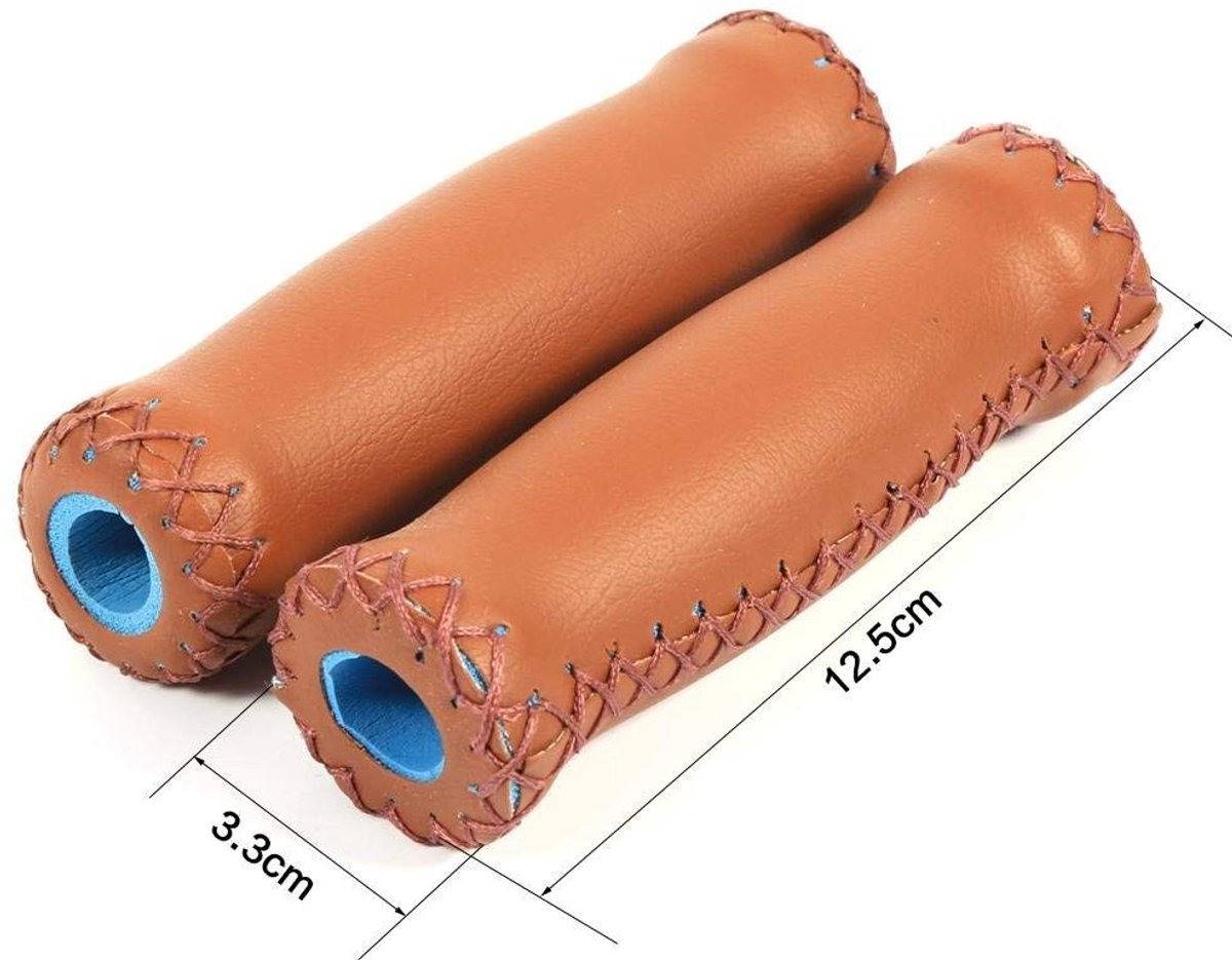 Dailygoods- Fietsstuurgrepen Retro - Kunstleren Handvatten - Antislip - Schokabsorberend - Ergonomisch Ontwerp - Comfortabel Gebruik - Fietshandvatten