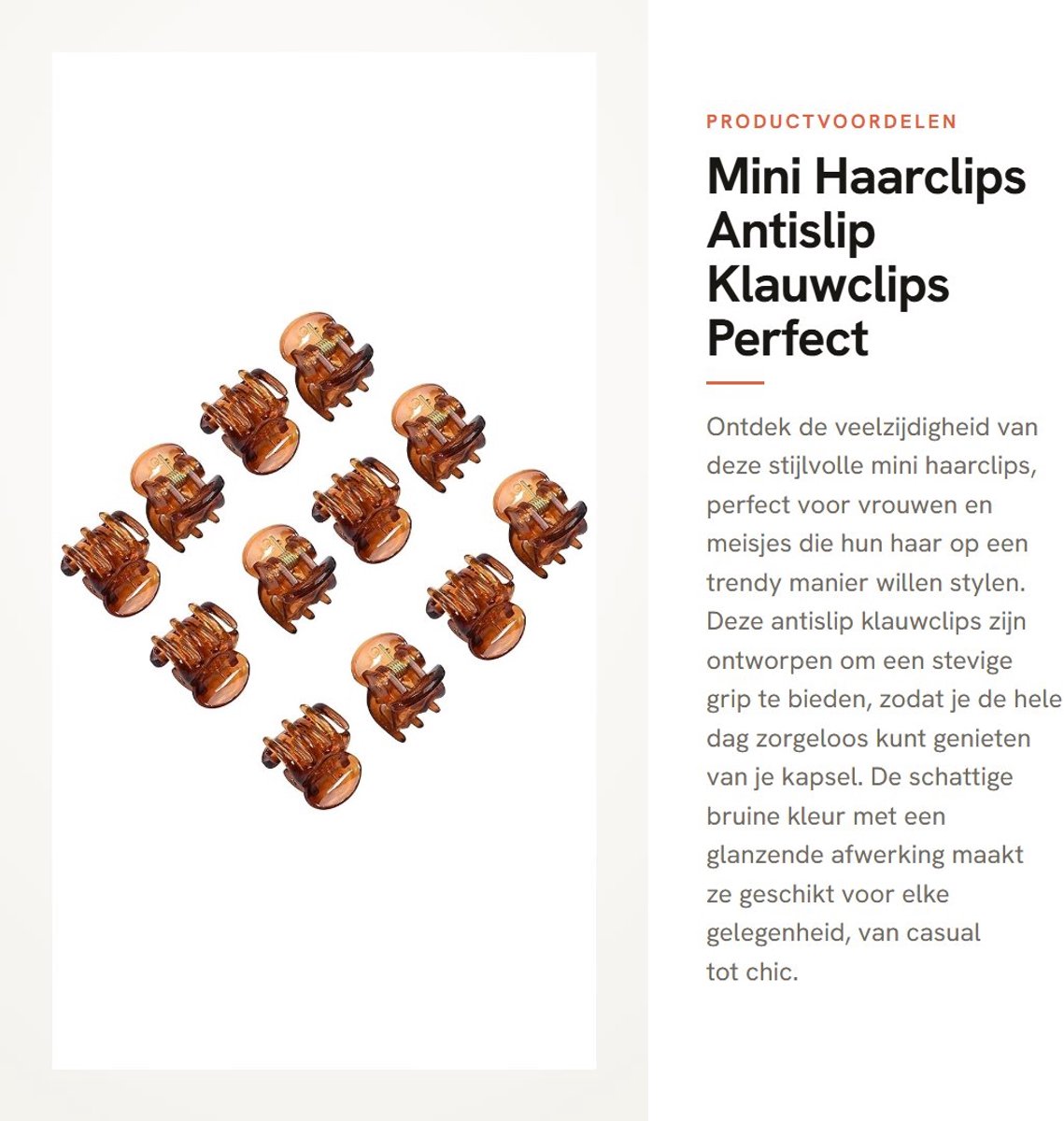 Dailygoods- Mini-haarclips 12 stuks - Bruine Haarklemmen - Antislip Haaraccessoires - Kapsel Accessoire - Stevige Grip - Perfect voor Feestjes