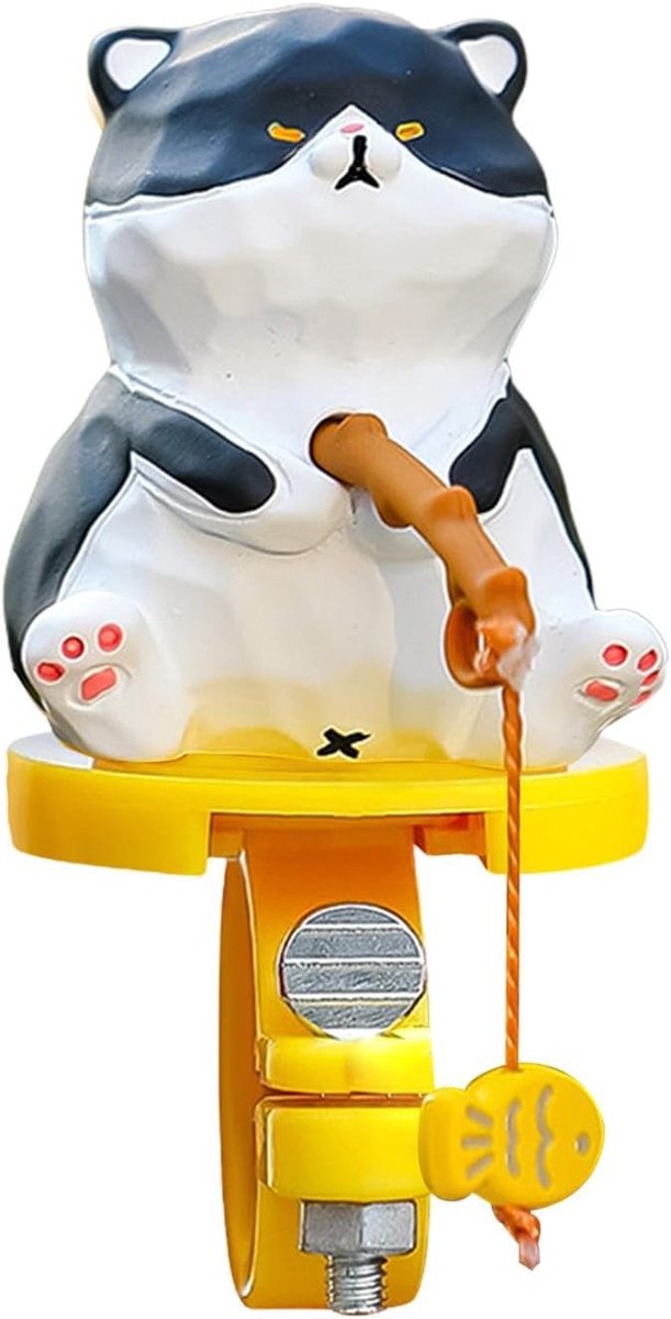 Fietsstuur Ornament - Cartoon Kat - Fietsdecoratie Kinderen - Springend Speelgoed - 4 x 4 x 5.2 cm - Zwart