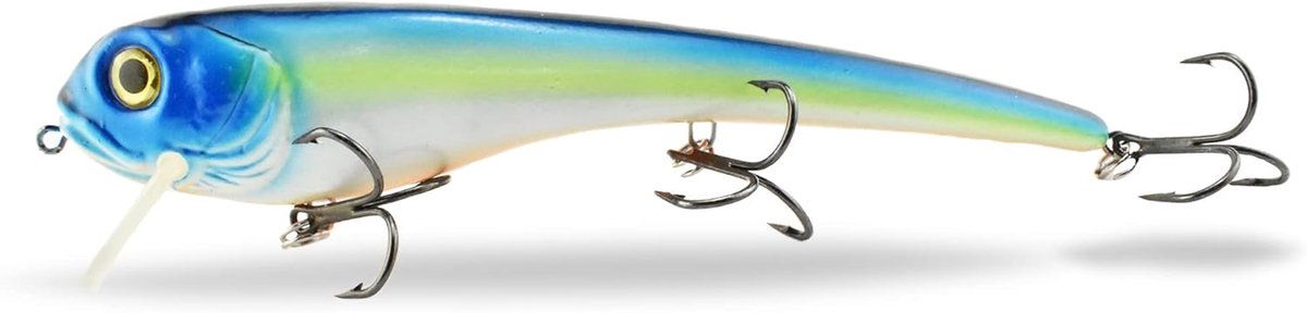 XL Wobbler - Sleepaas kunstaas - Vissen op roofvis - Verwisselbare duikschachten - 22 cm 112 g - Blauw Citroen