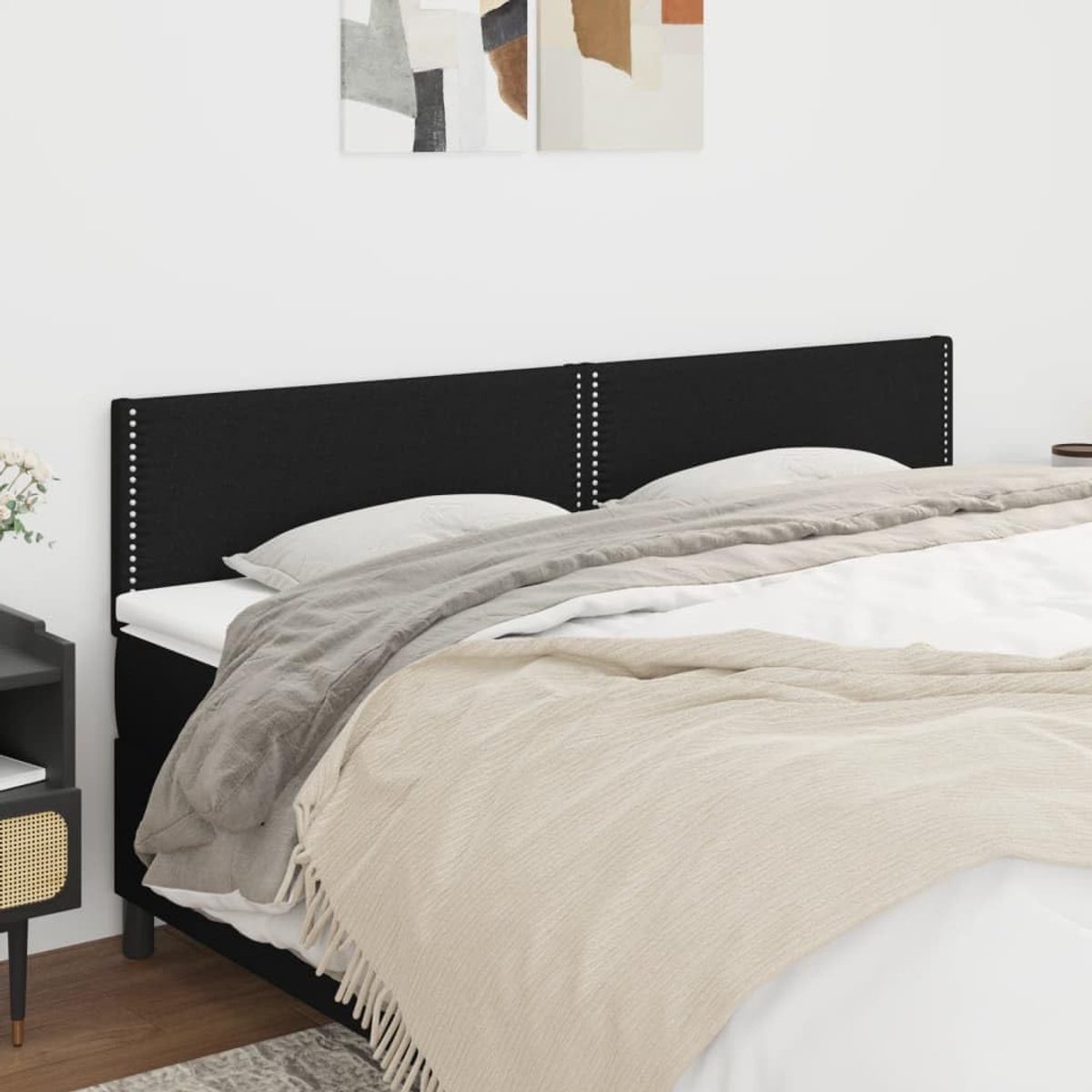 Hoofdeinde Bed - Slaapkamer Decoratie - Comfortabel Lezen - In Hoogte Verstelbaar - 200 cm Breed - Zwart