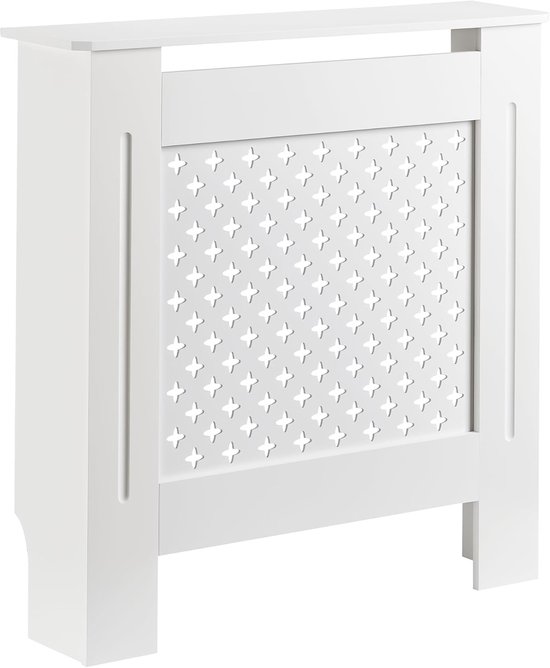 Witte radiatorombouw met decoratief sterpatroon