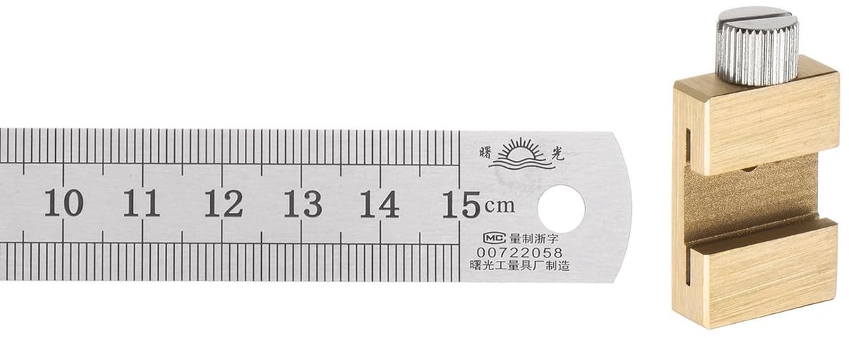 Liniaal met Schuif - Meetgereedschap - Houtbewerking Meten - 2-in-1 Functie - 15 cm - Goudkleurig