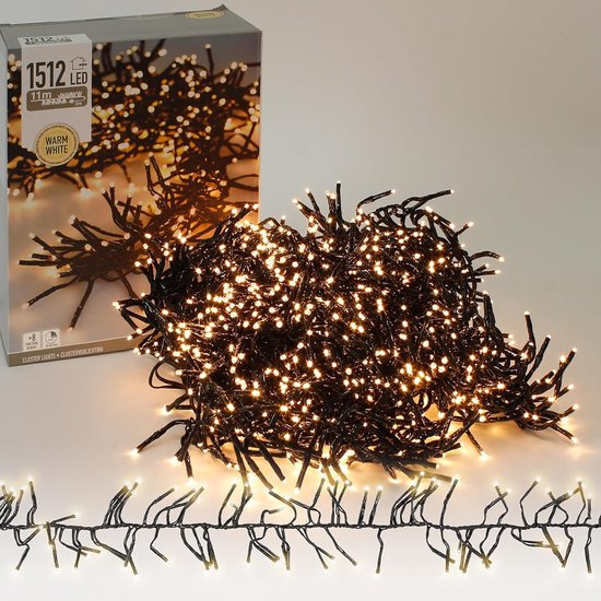 LED Cluster Lichtketting - Feestverlichting Bundel - Sfeervol Versieren - 1512 LEDs met Timer - 11 Meter - Warm Wit