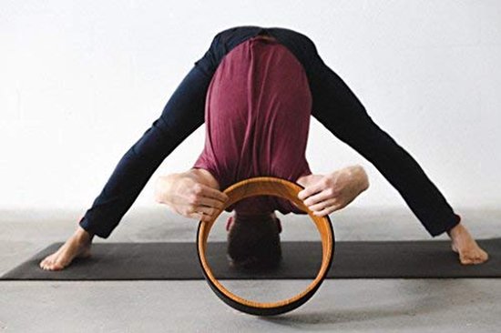 Yoga Wiel - Oefenwiel Yogaprop - Houdingen Verdiepen - Extra Dik TPE Kussen - 32 cm Diameter - Houtnerf Zwart — afbeelding 4