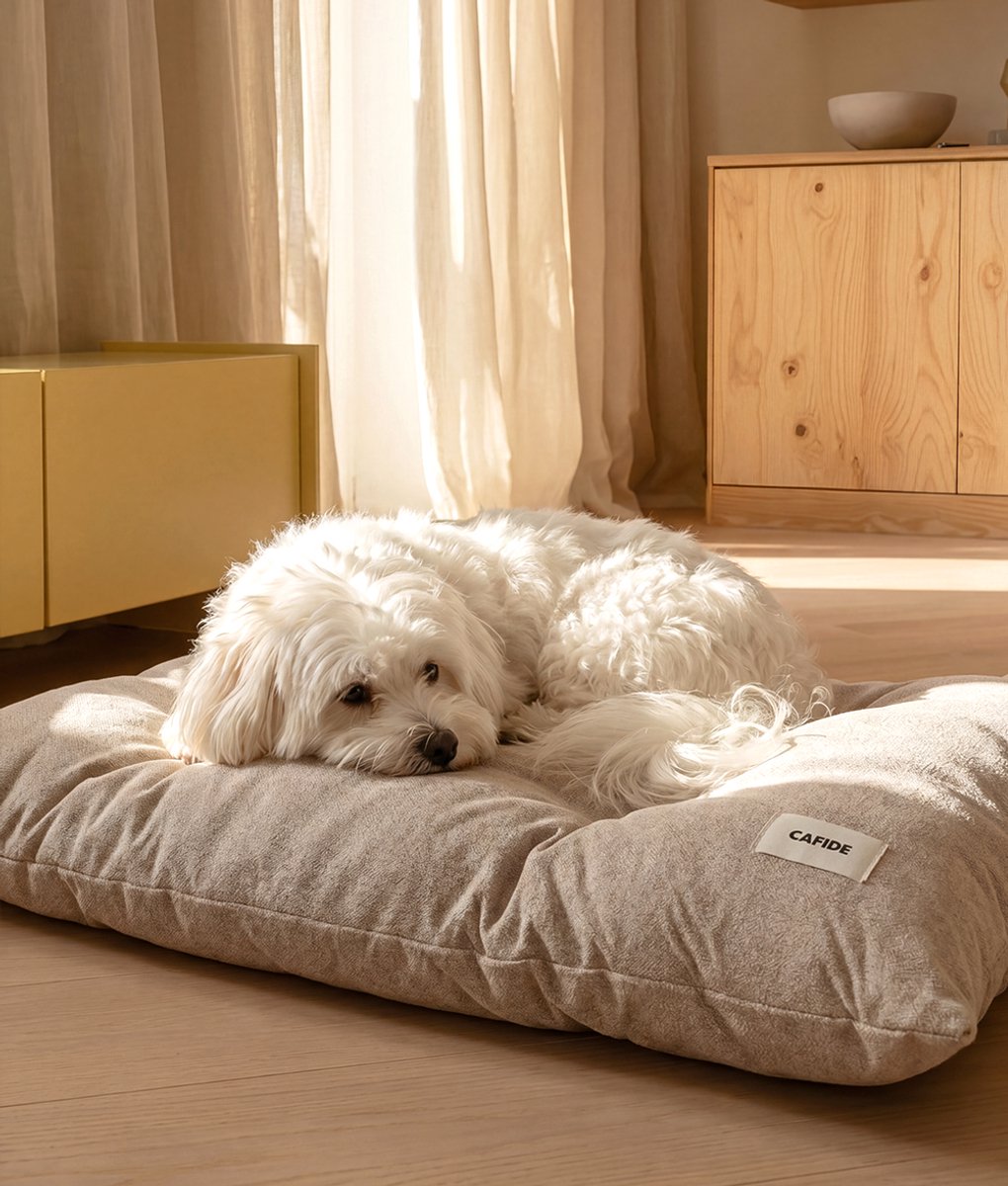 Zacht hondenkussen – Beige – Wasbaar & anti-slip – Bela