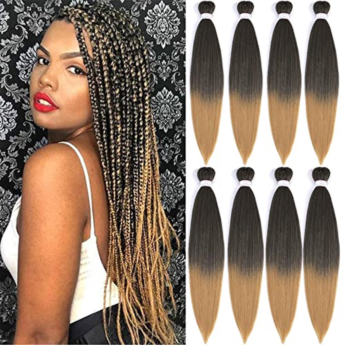 Vlecht Haar - Synthetisch Haar - Haar Styling - Warm Water Set - 8 Bundels 50cm - T1B/27#