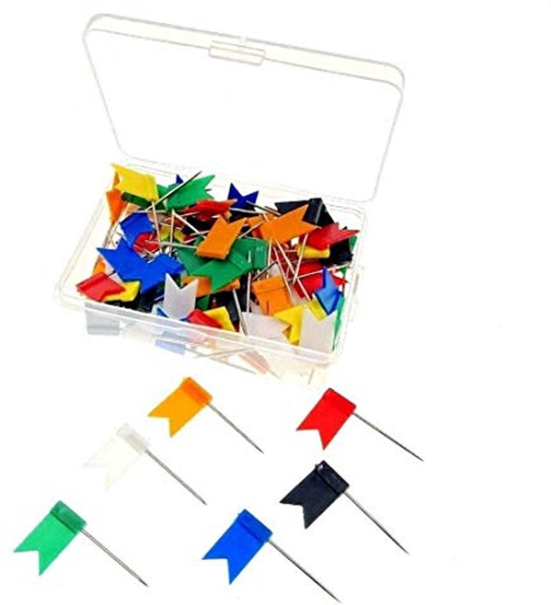 Veelkleurige punaises - Kaartnagels vlaggenkop - Notities ophangen - Heldere willekeurige kleuren - 100 stuks - Veelkleurig