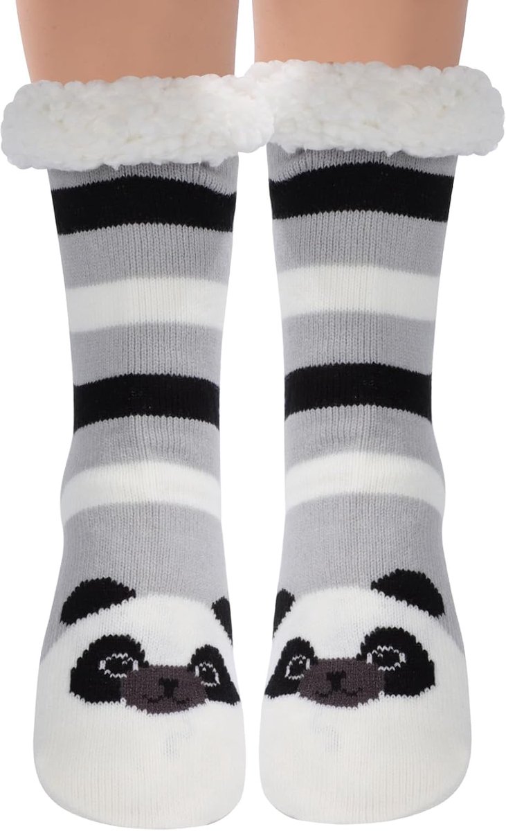 Zachte Wintersokken - Huissokken Pantoffels - Warmte Binnen - Antislip Zolen - One Size - Dierenprint