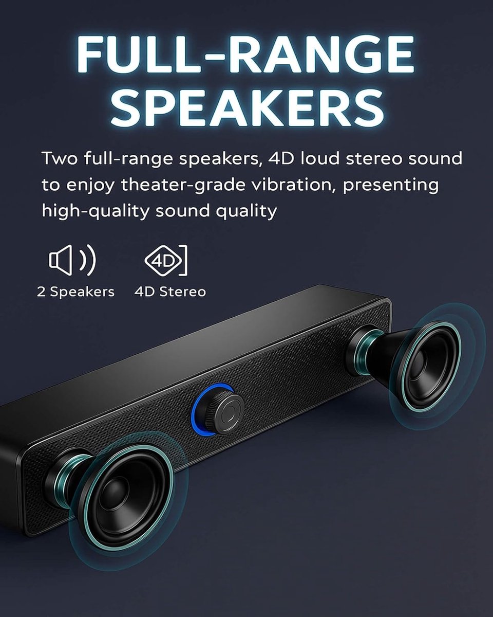 Computer Soundbar - PC Luidspreker - Muziek Luisteren - Ergonomisch 15° Ontwerp - 6 Watt Vermogen - Zwart