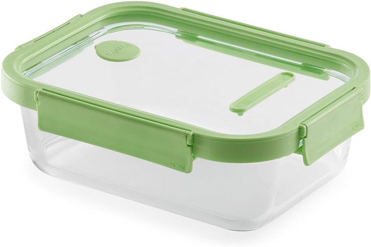 Glazen Bewaarbox - Opslag Container - Voedsel Bewaren - Magnetronbestendig Ventiel - 1500 