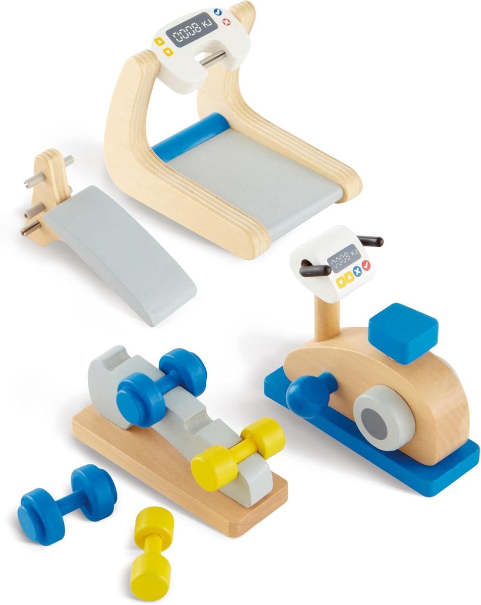 Poppenhuis Meubels - Gym Set - Spelen en Ontwikkelen - 8 Delig Houten Speelgoed - Vanaf 3 Jaar - Meerkleurig
