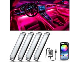 Auto LED Verlichting - Sfeerverlichting Auto - Interieur Personaliseren - App Bediening Muziek Sync - 16 Miljoen Kleuren - RGB