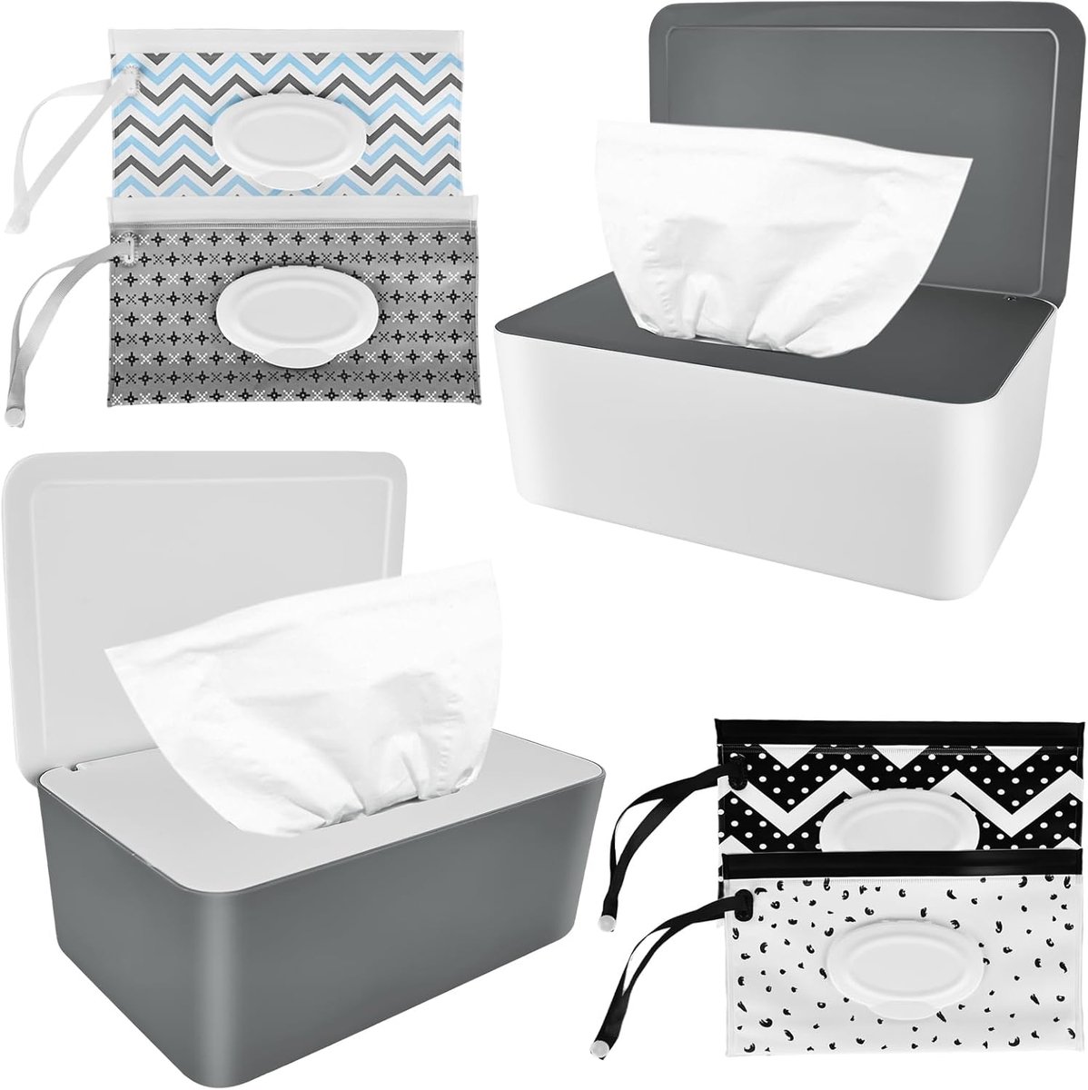 Vochtige Doekjes Box - Dispenser Set - Baby Verzorging - Voorkomt Uitdrogen - 6 Stuks - Wit