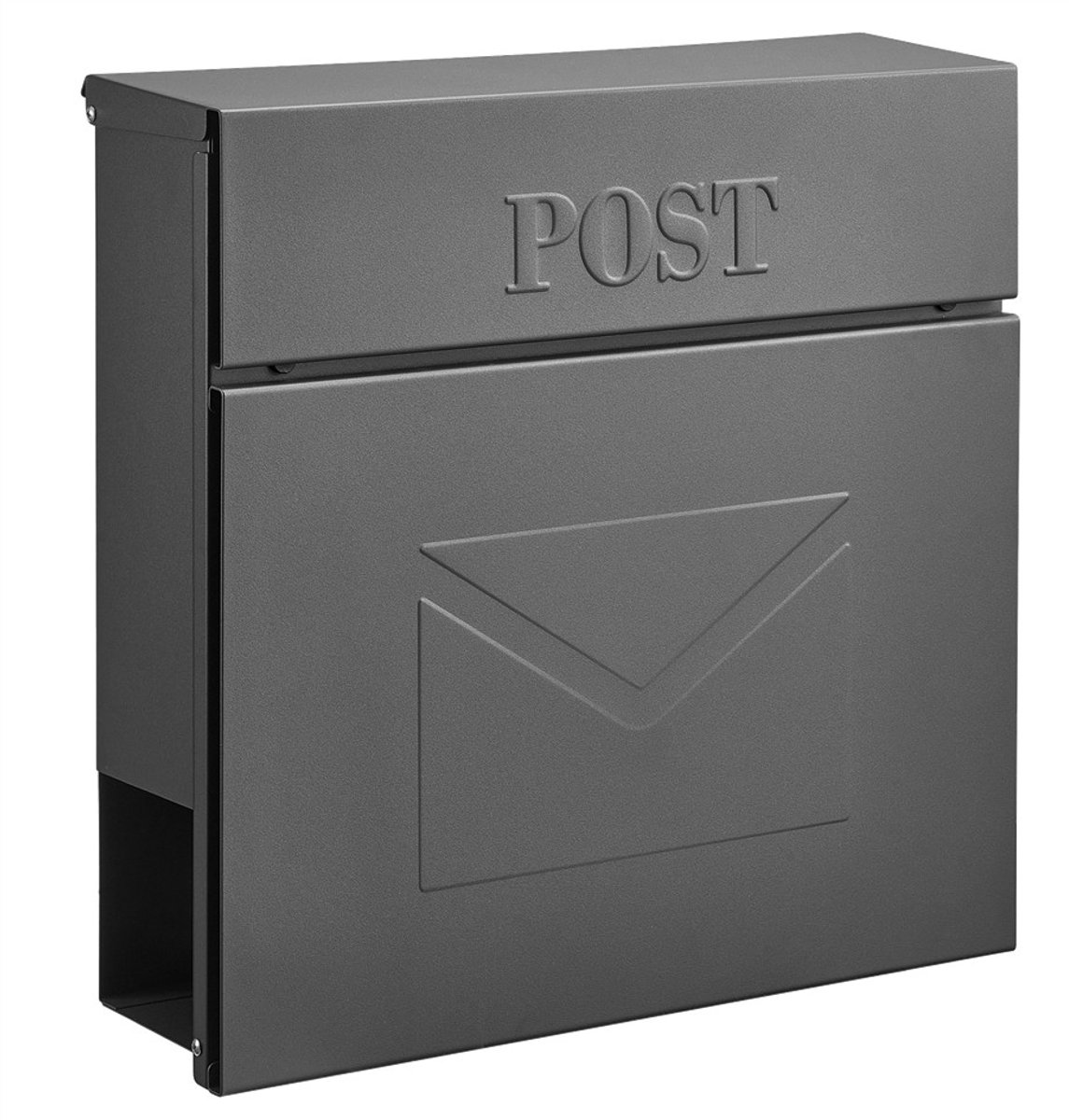 HÜSQ Brievenbus "POST" - Staal - met Krantenvak - antraciet grijs RAL7016