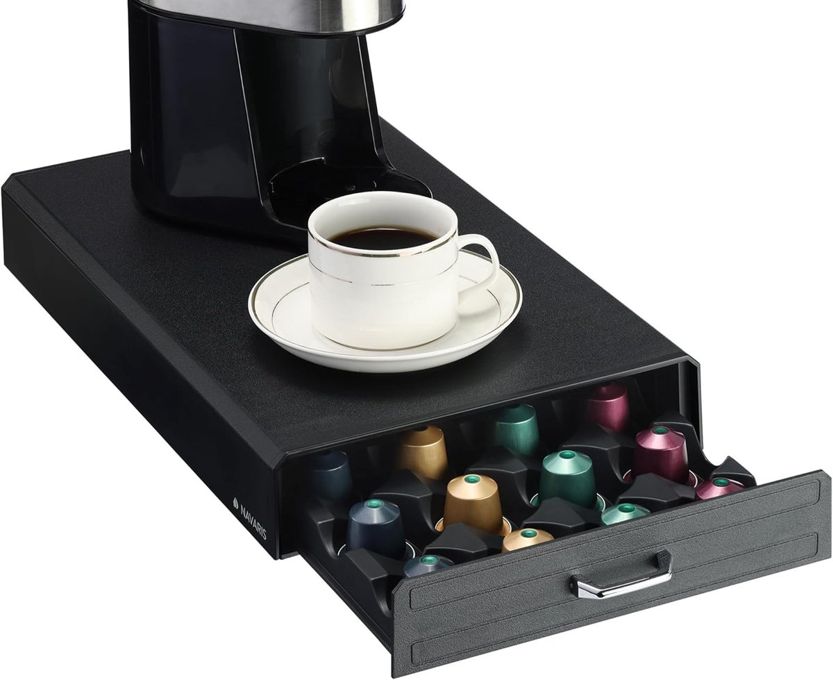 Koffiecups Houder - Capsule Organizer - Keuken Opslag - Ruimte voor 24 Cups - 43 cm Lengte - Zwart