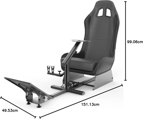 Gaming Stuurstandaard - Race Cockpit - Sim Racing - Volledig Verstelbaar - 65 x 71 x 81 cm - Zwart Grijs — afbeelding 4