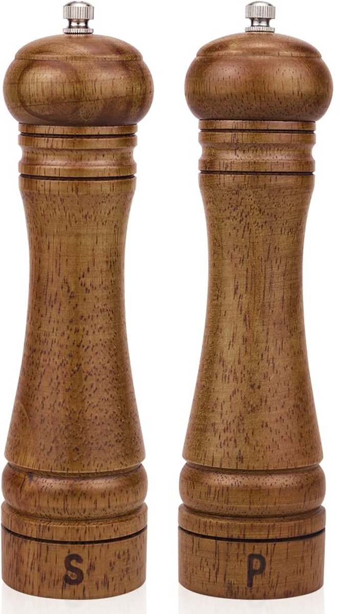 Peper en Zoutmolen set - 20CM - Pepermolen - Zoutmolen - 2 stuks - Instelbare maalgraad- Luxe kwaliteit - Hervulbaar - Barbecue - BBQ accesoires - Zout peper kruiden