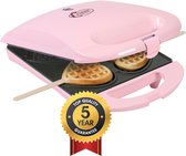 Bestron Wafelijzer - DSW271P - 1400W - 4 mini hartvormige wafels - Incl.20 houten stokjes - Roze