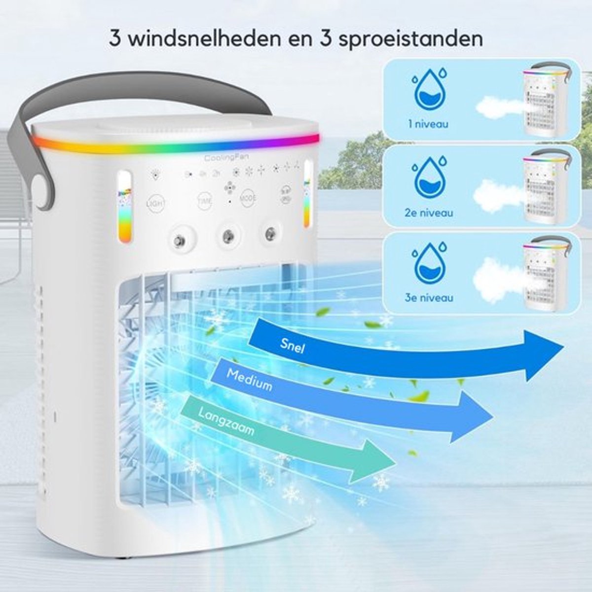 4-in-1 Mobiele Airco Zonder Afvoerslang – Met Afstandsbediening - Mobiele Airco Voor Slaapkamer Zonder Slang – Mini Airco - Ventilator - Airconditioning – Aircooler Met 3 modussen thumbnail 4