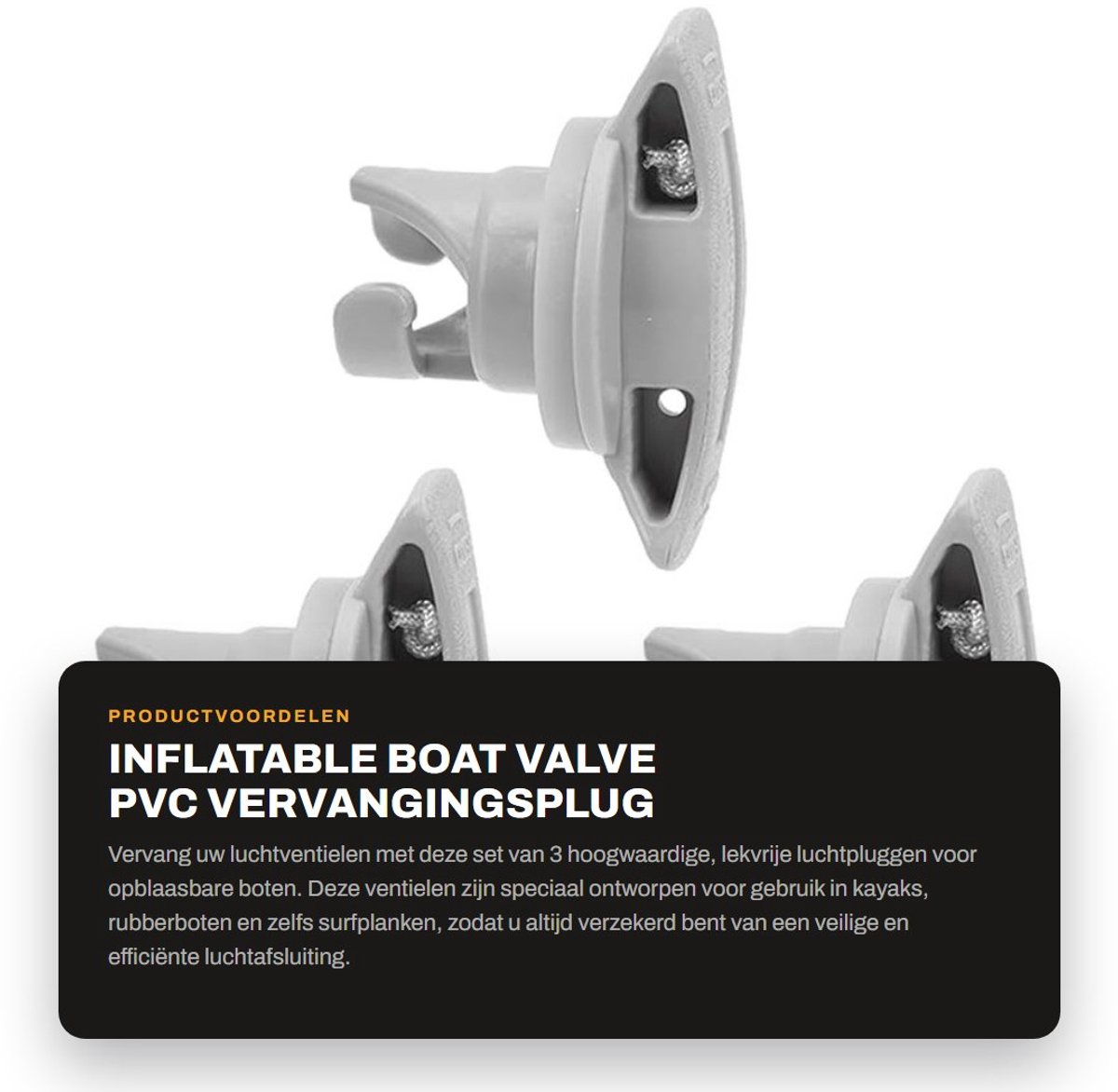 Dailygoods- Bootventiel Professioneel - 3 Stuks - PVC - Lekvrij - Geschikt voor Kayak/Rubberboot - Lichtgewicht/Opvouwbaar - Duurzaam Materiaal - Luchtventiel
