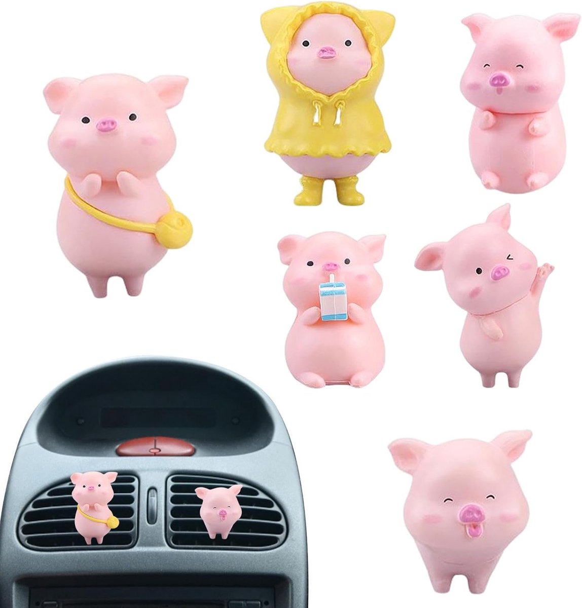 Auto luchtverfrisser - Varken diffuser - Auto opfrissen - Schattig cartoon ontwerp - 4 x 27 x 2 cm
