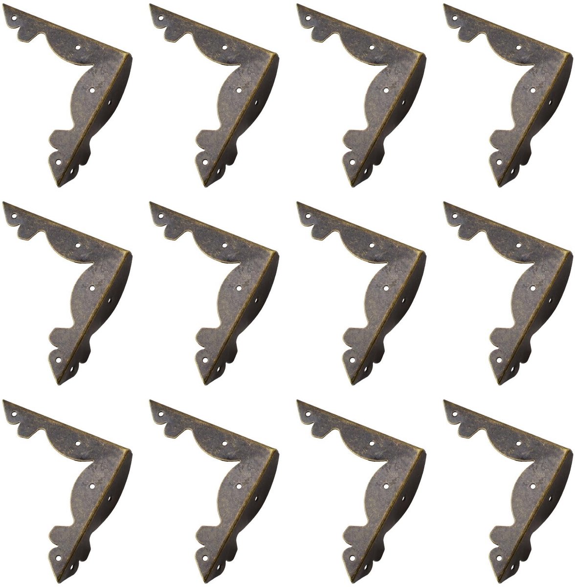 Dailygoods- Hoekbeschermers 12 Stuks - Retro Hoekbeschermers - Metalen Hoekbeschermers - Meubelbescherming - Schroeven Inbegrepen - Duurzaam Materiaal - Meubelbeschermers