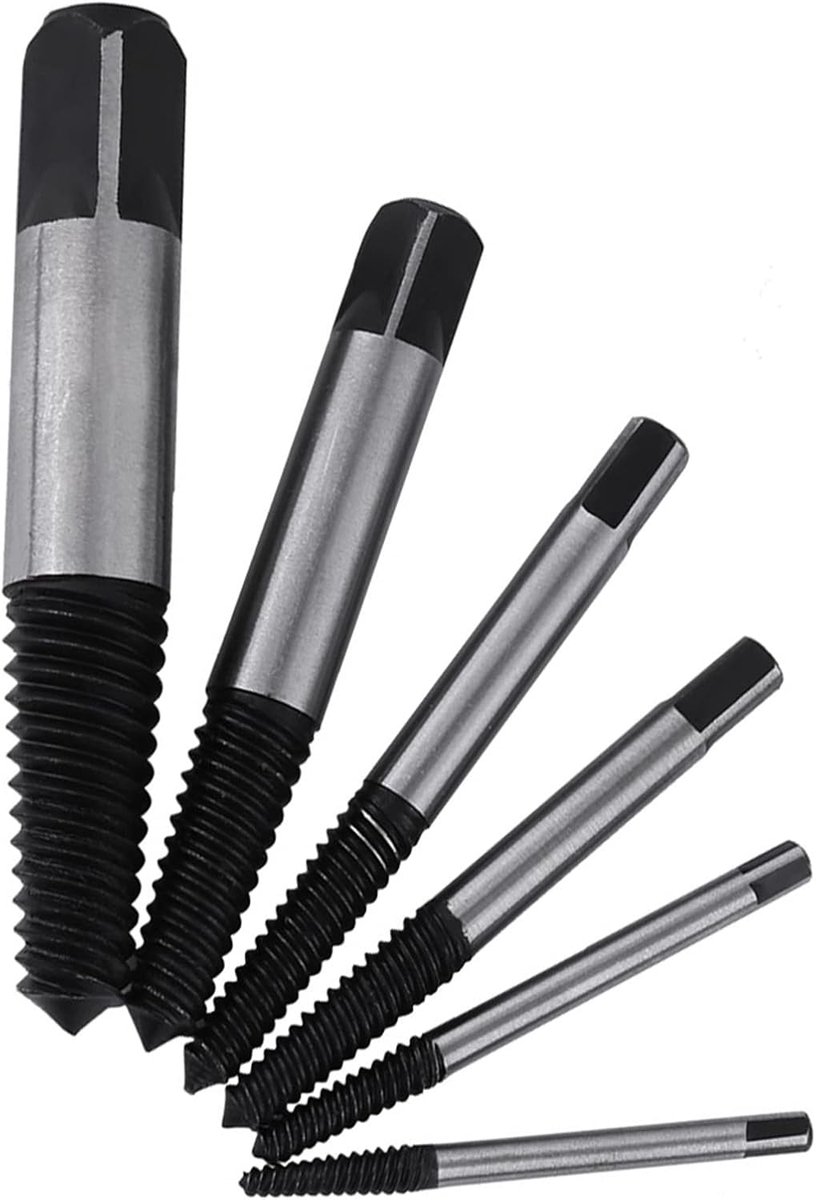 Schroef Extractorset - Beschadigde Schroef Verwijderaar - Huishoudelijk Onderhoud - Hoge Hardheid GCR15 Staal - 6 Delig - Grijs