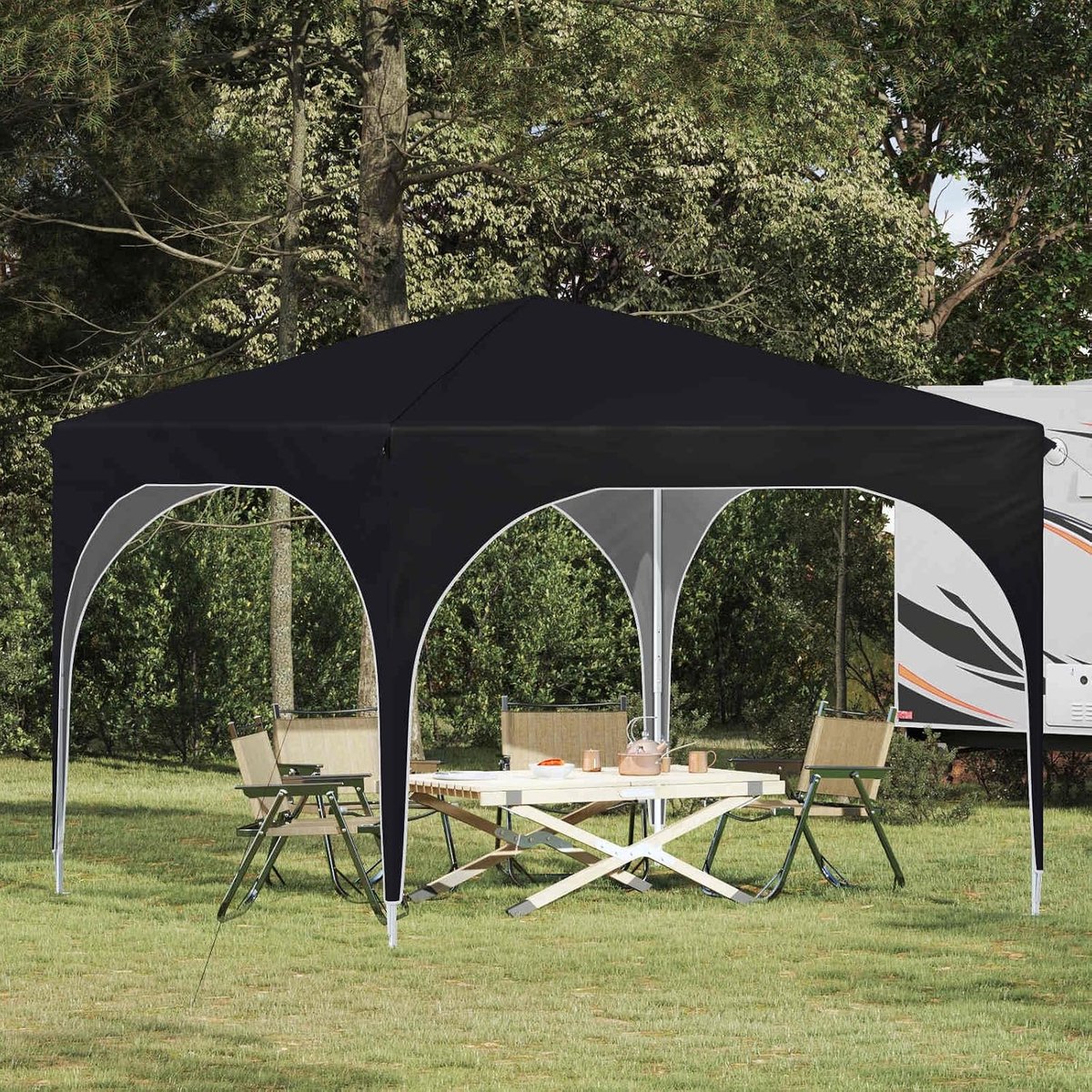 Pop-up Partytent - Evenemententent Gazebo - Feestelijke Gelegenheden - In Hoogte Verstelbaar - 290 x 290 cm - Antraciet