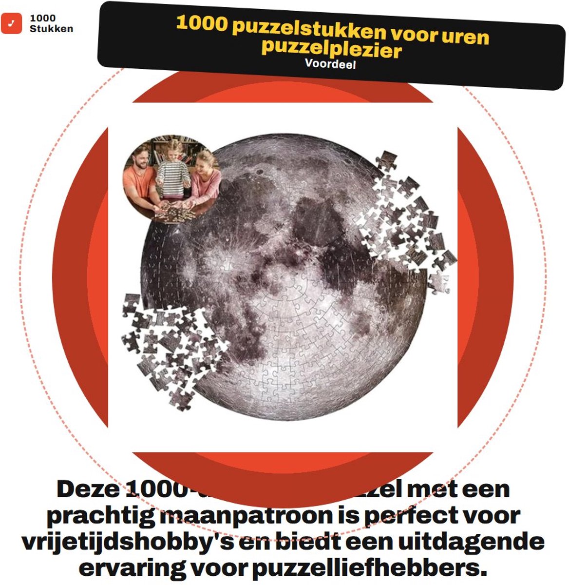 Dailygoods- Legpuzzels 1000 Stukken - Ruimte Maan Patroon - Vrijetijds Hobby - Geschenk voor Sterrenkunde - Cognitieve Vaardigheden - Oefening voor Concentratie - Puzzel