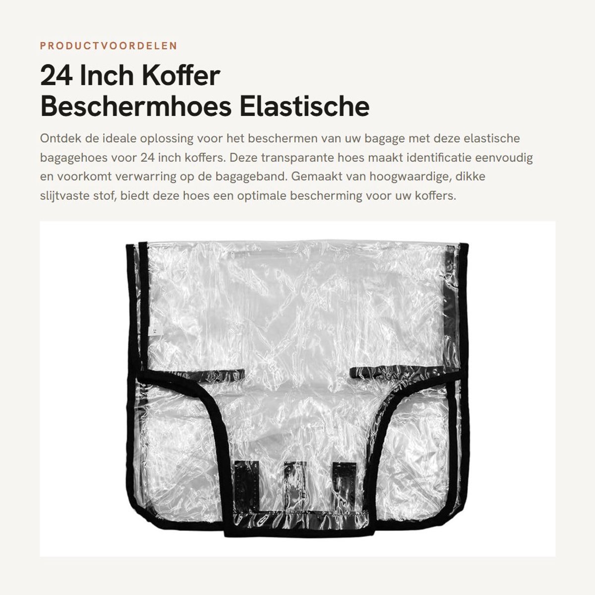 Dailygoods- Kofferhoes Transparant - Kofferhoes Elastisch - Beschermhoes - Bagagehoes 24 Inch - Slijtvaste Stof - Duurzaam Materiaal