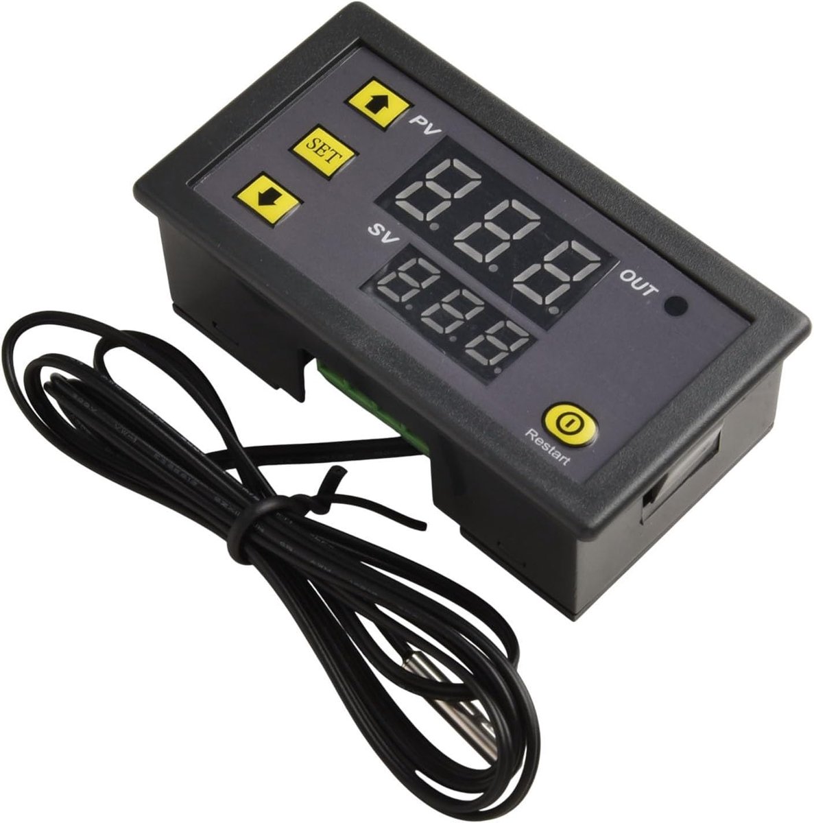 Digitale Thermostaat - Temperatuurregelaar LED - Nauwkeurige Temperatuurmeting - Dubbel LED Display - 79x43mm - Zwart